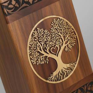 Urna Funeraria de Madera Maciza Premium con Grabado del Árbol de la Vida, Recipiente para Cenizas Conmemorativas para Adultos, Uso de Exportadores - Product Image 5