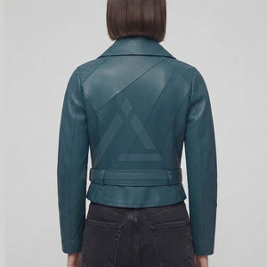 Trendy Short <b>Leather</b> <b>Jacket</b> For <b>Women</b> Fitted <b>Moto</b> Inspired Outerwear For Streetwear Casual Outfits And Weekend Wear - Product Image 4