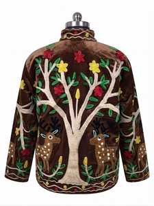 Chaqueta Suzani Marrón Oscuro para Mujer con Bordado Floral, Estilo Boho Chic, Prenda Exterior Étnica, Abrigo Artesanal de Inspiración Vintage - Product Image 4