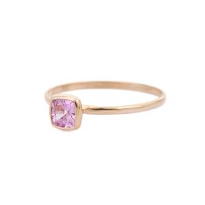 Anillo de piedras preciosas de zafiro Rosa Natural, joyería minimalista, oro amarillo sólido de 18K, anillos apilables, regalo de boda para invitados - Product Image 3