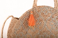 Sac bandoulière bohème en rotin pour femme, motif géométrique tressé, avec pompon décoratif, sac messager écologique d'été
