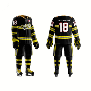 New Sublimation Ice Hockey Team Uniform Wholesale Hockey Green Black Ice Hockey Uniforms Including Jersey <b>Socks</b> & Pant - Product Image 1