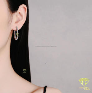 Luxury Moissanite Diamond Hoop Earrings In 925 Sterling <b>Silver</b> Classic Wedding Party Jewelry For Women - Product Image 2