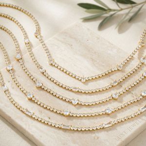 Wholesale 18K Gold Plated Waterproof Non Tarnish Stainless Steel Tennis Necklace with Custom Packaging - Product Image 4