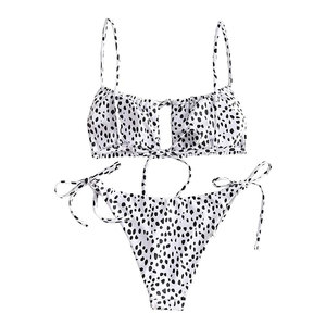 Conjunto de Bikini de Camuflaje para Mujer, 2 Piezas, Halter con Lazos Laterales, Traje de Baño Elástico de Spandex y Poliéster, Ropa de Playa - Product Image 2