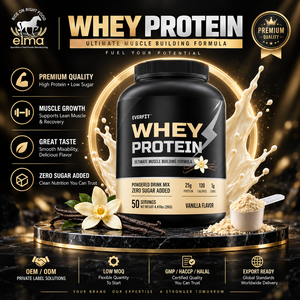 Concentrado de Proteína de Suero de Leche Elma Food 1KG Sin Azúcar Añadido 50 Porciones Fórmula de Crecimiento Muscular con BCAA Proteína en Polvo Sin GMO - Product Image 1