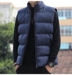 Gilet matelassé léger pour homme, coupe-vent sans manches, veste d'hiver décontractée, manteau chaud et épais, gilet d'extérieur gris - Product Image 2