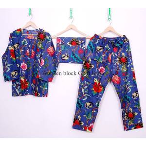 Robe longue vintage 100 % coton à manches longues, imprimé floral sérigraphié, séchage rapide, respirante, taille élastique, décontractée pour femme - Product Image 1