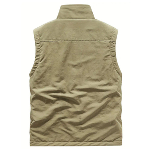 Men <b>Utility</b> Fleece Lined <b>Vest</b> Windproof Sleeveless Jacket Multi Pocket Outdoor Workwear Bodywarmer Custom Logo Winter <b>Vest</b> - Product Image 3