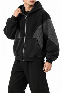 Oversized Hooded <b>Zip</b>-<b>Up</b> Sweatshirt <b>Men</b> Solid Color Fleece Pocket Design Breathable Loose Fit Winter Hoodie 100% Cotton ODM - Product Image 5