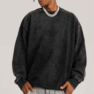 Sweat-shirt col rond vintage en molleton pour homme, personnalisé, 360 GSM, délavé à l'acide, avec poches, prix de gros abordable - Product Image 5