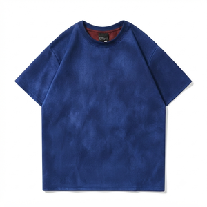 Drop Shoulder Oversized 100% <b>Polyester</b> <b>Tshirt</b> Regular Color Black <b>Tshirt</b> Casual 280gsm Suede Wool Half Sleeve <b>Tshirt</b> - Product Image 3