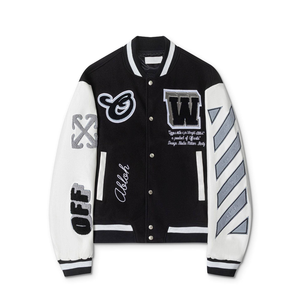 Boxy <b>Retro</b> Letterman Style - Men’s Heavyweight Melton Wool Varsity <b>Jacket</b> with Premium Faux <b>Leather</b> Sleeves - Product Image 1