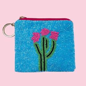 Pochette à monnaie perlée unique avec broderie artisanale, sac à main de luxe brodé de perles de rocaille florales avec fermeture éclair - Product Image 3
