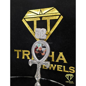 High Quality Ankh Cross Picture Pendant Moissanite 925 Sterling Silver Gold Plated Custom <b>Memorial</b> <b>Gift</b> Jewelry Trisha Jewels - Product Image 2