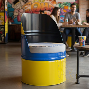 Hand Painted Iron Seating Upholstered Single Seater for Funky Space Jodhpur Industrial Furniture Designer - Product Image 1