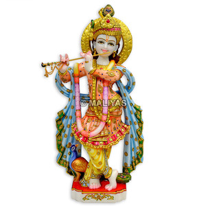 Marble Krishna Statue | Handcrafted White Marble Lord Krishna Murti | Flute Playing Krishna Idol | MALIYAS Jaipur India - Product Image 2