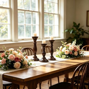 Porte-bougies décoratifs en bois rustiques, supports pour bougies chauffe-plat faits à la main, centre de table, décoration de maison de style ferme, Noël religieux - Product Image 5