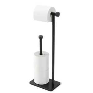 Portarrollos de Papel Higiénico Negro Independiente con Repisa para Teléfono y Cesta de Almacenamiento, Soporte de Acero Inoxidable para Rollos de Papel - Product Image 6