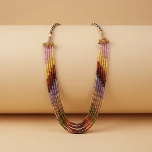 Multi Color CZ Beads 5 Layer <b>Necklace</b> Gold Plated <b>Layered</b> Statement Jewelry for Women Indian Wedding Party <b>Fashion</b> Jewelry - Product Image 6