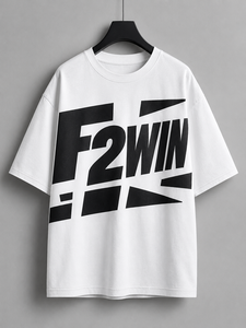 Camiseta Blanca Extra Grande de Algodón F2WIN para Hombre, Estilo Urbano, Manga Corta, Cuello Redondo, Diseño con Letras Impresas, Transpirable, Ajuste Jersey, OEM - Product Image 1