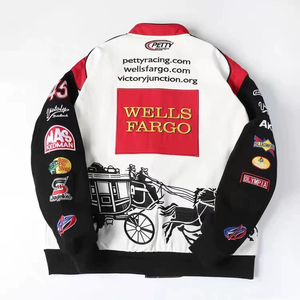 Chaqueta de Carreras Bordada con Logotipo Personalizado al por Mayor, Chaqueta Bomber de Carreras Nascar Extra Grande de Algodón Acolchado para Hombre - Product Image 2