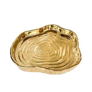 Nouvelle arrivée, plateau de service décoratif en or avec une forme unique, décoration de table et de cuisine, design moderne et luxueux, plateau de service élégant - Product Image 1