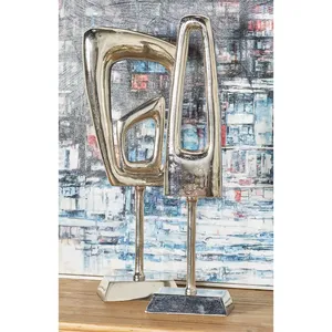 Escultura Geométrica Moderna de Acero Inoxidable, Decoración Artística para Mesa de Salón, 2 Piezas, Artesanía Metálica Hecha a Mano - Product Image 4