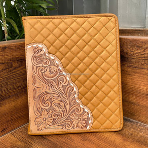 Nouveau design d'affaires Portable A4 taille usiné à la main en cuir dossier personnalisé de haute qualité en cuir matelassé personnalisé fermeture éclair Padfolio - Product Image 3