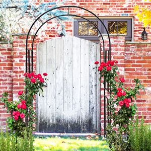 Arche de jardin en métal noir L42.24FT X L17.52FT X H85.82FT, support pour plantes grimpantes, treillis pour roses, clôture/porte extérieure - Product Image 5