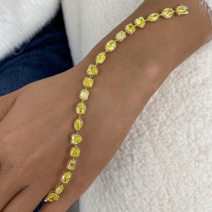 Élégant bracelet tennis ovale en diamant de laboratoire couleur E-F, or jaune 14K, 8,00 ct VVS2, certifié IGI, haute joaillerie, cadeau pour femme, anniversaire - Product Image 5