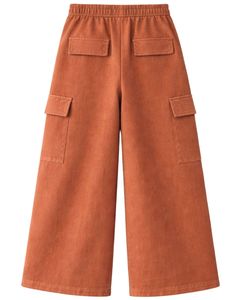 Pantalones Deportivos Anchos Color Naranja Quemado para Mujer, Cintura Elástica, Pantalones Casuales de Forro Polar, Corte Holgado, Ropa Urbana, Pantalones Cómodos para Invierno - Product Image 2