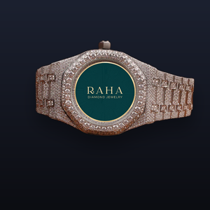 Montre de luxe RAHA avec diamants, boîtier 46 mm, verre saphir, chronographe analogique à quartz, bracelet en acier inoxydable, fermoir déployant 20 mm, étanche - Product Image 4