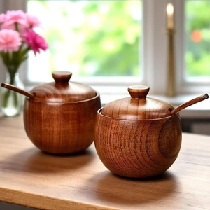 Recipiente de Madera para Azúcar/Sal, Juego de Recipientes para Condimentos, Especias y Alimentos - Product Image 1