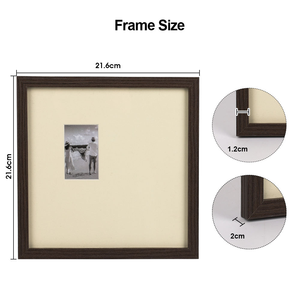 Square Dark Wood <b>Photo</b> <b>Frame</b> With Beige Matting Minimalist Small <b>Insert</b> Picture <b>Frame</b> for Home Wall Tabletop Decoration - Product Image 5