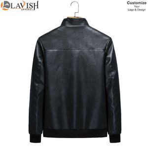 Veste de moto d'hiver à manches longues en similicuir PU pour hommes, décontractée, élégante, à col montant et fermeture éclair, couleur unie, service OEM disponible - Product Image 6