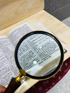 Loupe de 4 pouces en finition laiton avec poignée ronde en bois - Product Image 5