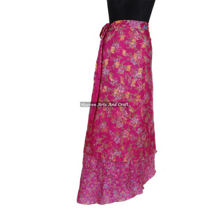 38 Inch Vintage Art <b>Old</b> Silk Sari Double Layer Reversible Sari Magic Women Wrap Around Skirt 2 Layer Reversible Magic Silk Saris - Product Image 1
