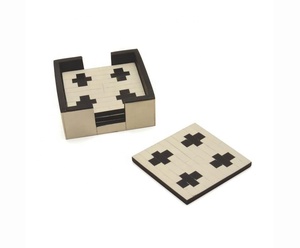 Posavasos Cuadrado de Resina Negra Bohemia de Alta Calidad con Incrustaciones de Hueso, Ecológico, 4''x4'', para Servir, Uso en Cocina - Product Image 5