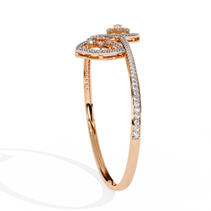 Rose <b>Gold</b> 14K <b>Solid</b> <b>Gold</b> Lab Grown Diamond Geometric Round Brilliant Cut Claw Setting Luxury Unisex Wedding Anniversary <b>Bangle</b> - Product Image 5