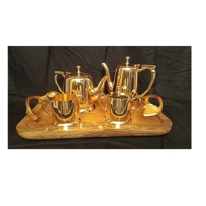 ชุดน้ำชาแบบกำหนดเองล่าสุด ชุบทอง 24 กะรัต ของตกแต่งบ้าน ชุดกาแฟและชา ฝาชุบทอง - Product Image 1