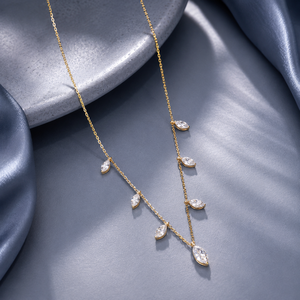 Collier en or jaune 14 carats avec diamant de laboratoire taille marquise, vente en gros, OEM ODM, bijoux fins personnalisés pour femmes, fabricant - Product Image 1
