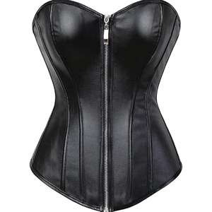 Corsé moldeador de cuerpo, negro, sexy, de cuero, gótico, con varillas de acero, talla grande, personalizado y en varios colores, top corsé para mujer. - Product Image 6