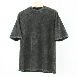 Conjuntos de dos piezas para hombre, camisetas oversize de algodón 100% con hombros caídos, ropa deportiva, conjunto de pantalones cortos vintage con lavado ácido. - Product Image 5