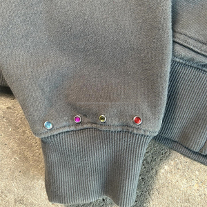 Sweat à capuche thermique personnalisé pour hommes avec strass Double fermeture éclair Sweatshirts à capuche lourds de haute qualité délavés au soleil Tissu polaire - Product Image 4