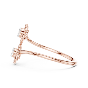 DUAL FLORAL MINIMALIST LAB GROWN DIAMOND SET 18KT SOLID ROSE GOLD RHODIUM PLATED CUT WOMEN ENGAGEMENT WEDDING PARTY DAILY WEAR - Product Image 2