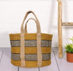 Premium Quality Stylish Geometric Print Jute Bag Fashion Tote for Ladies <b>Handbag</b> and Casual Outings at Affordable Price - Product Image 1