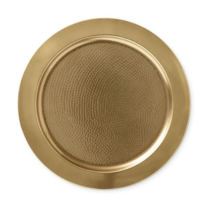 Assiette de présentation ronde en métal doré martelé au design épuré pour la maison, les mariages et les événements, vaisselle et assiettes - Product Image 1