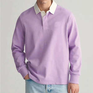 Camisas de Hombre con Cuello Camisero a Rayas, Manga Larga con Parches, Estilo Primavera, Dobladillo Dividido, Camisa Personalizada de Buena Calidad para Hombre - Product Image 1