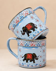 Taza Moscow Mule de Cobre con Recubrimiento en Polvo Azul Claro Premium, Regalo de Lujo con Diseño de Herencia India, Jarra de Cerveza de Metal Sólido Resistente - Product Image 1